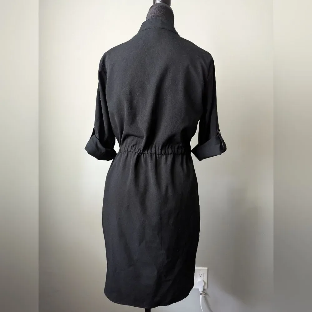 Merona Black 3/4 Sleeve Shirtdress w/ Drawstring